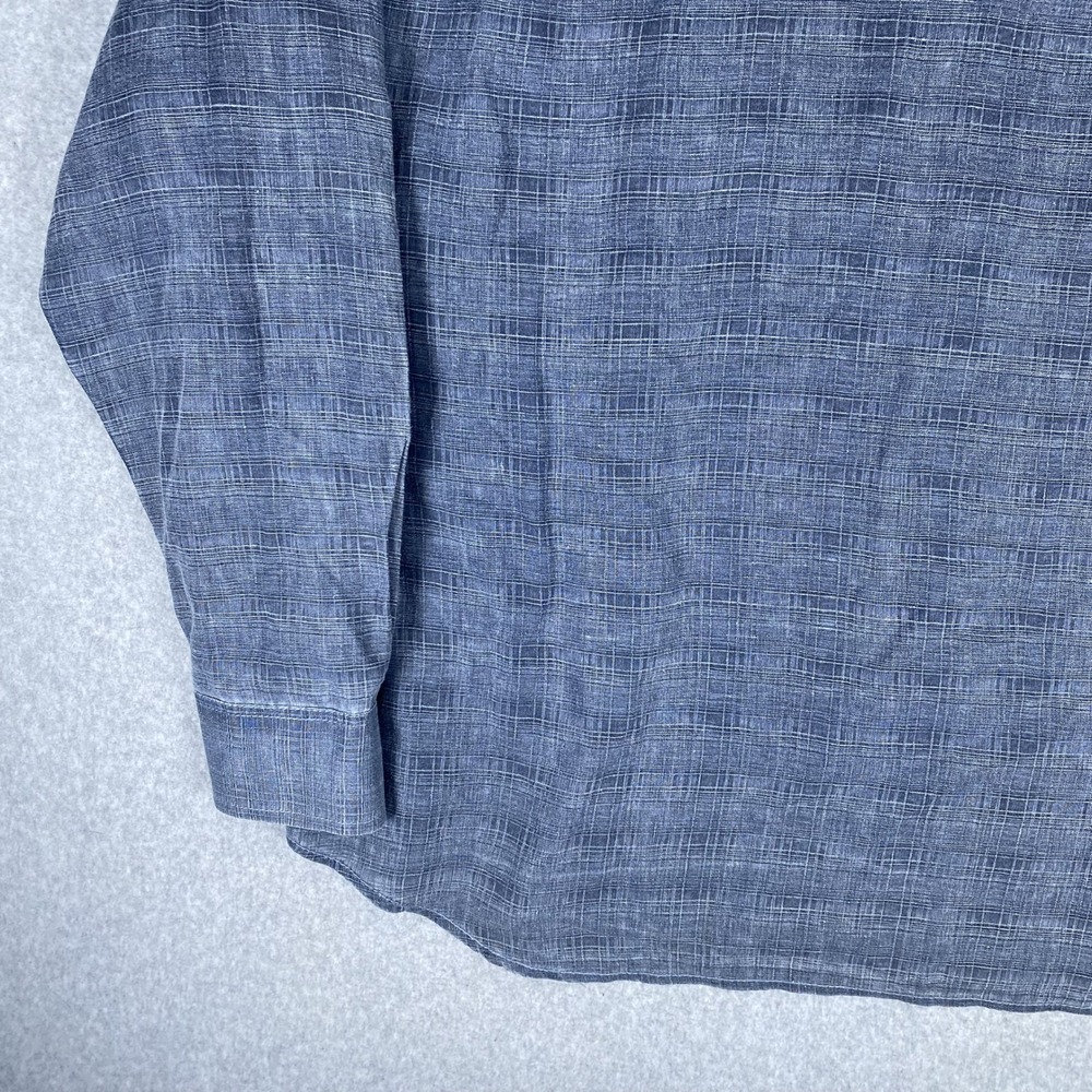 Tommy Bahama Button Down Shirt Mens XXL Blue Linen Cotton Slub Long Sleeve - Picture 9 of 16